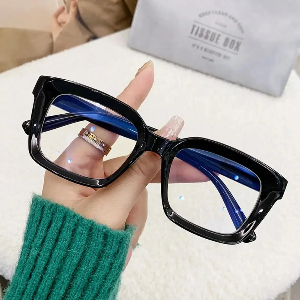 Fashion Anti Blue Light Glasses for Women – Trendy Rice Nail Square Frame Fake Eyeglasses | Flat Light Computer Glasses