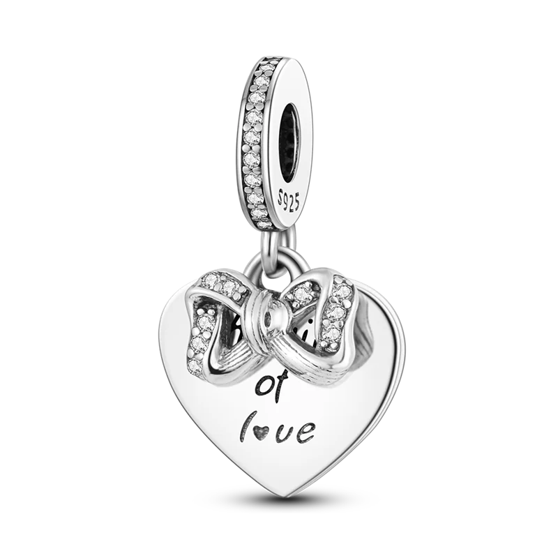 925 Sterling Silver Colorful Charms – Rose, Crown, Rainbow & Heart Dangle Beads Fit Pandora Bracelet & Necklace