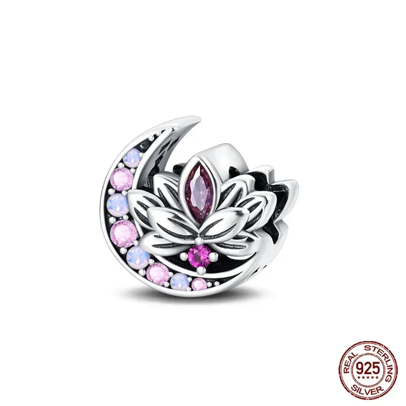 925 Sterling Silver Classic Purple Retro Heart Charm | Lotus Angel Beads for Bracelet & Necklace DIY Jewelry