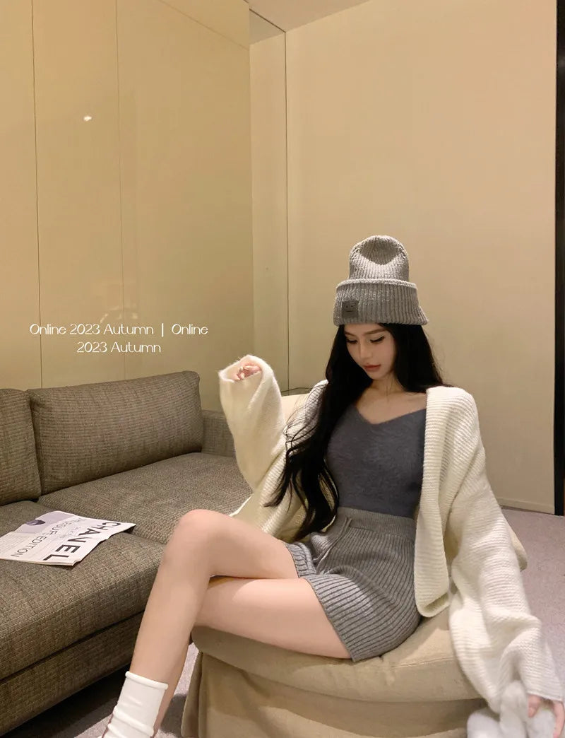 High Waist Knitted Wool Wide-Leg Pants for Women – Autumn Casual Straight Bootcut Trousers