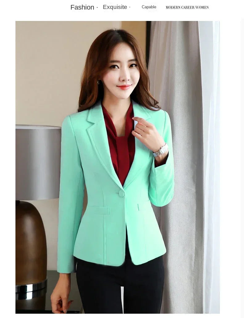 Women's Black Professional Suit Jacket | Spring/Autumn Office Blazer for Work & Interviews