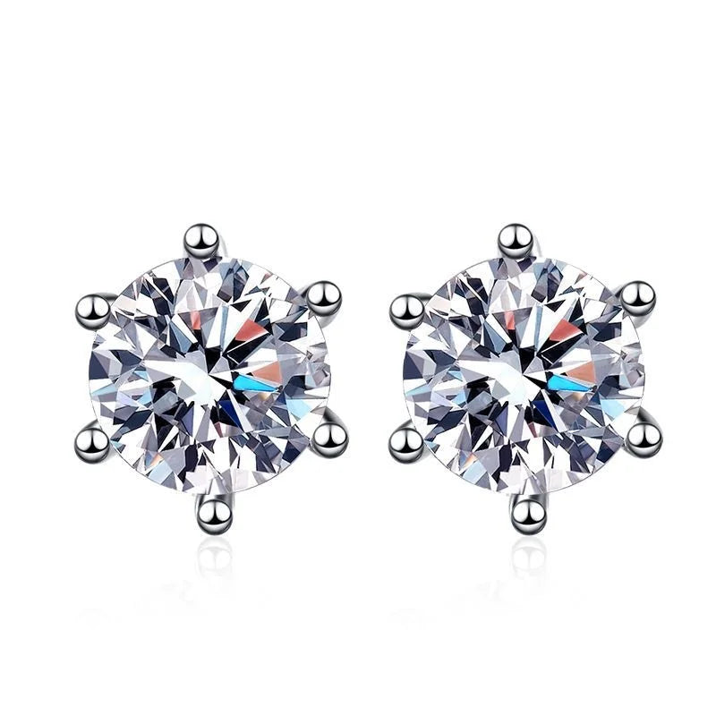 BIJOX STORY 925 Sterling Silver Moissanite Screw Stud Earrings – D Color Diamond Wedding Jewelry