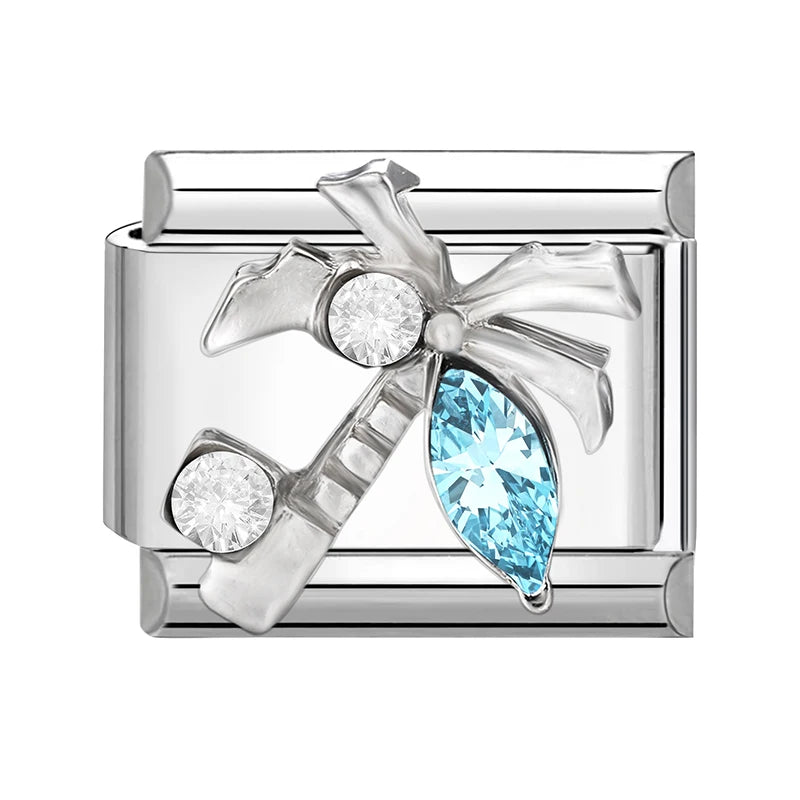 2025 Original Zircon Bow Knot Star Cherry Italian Charm | Stainless Steel 9mm Links DIY Modular Bracelet Jewelry Wholesale