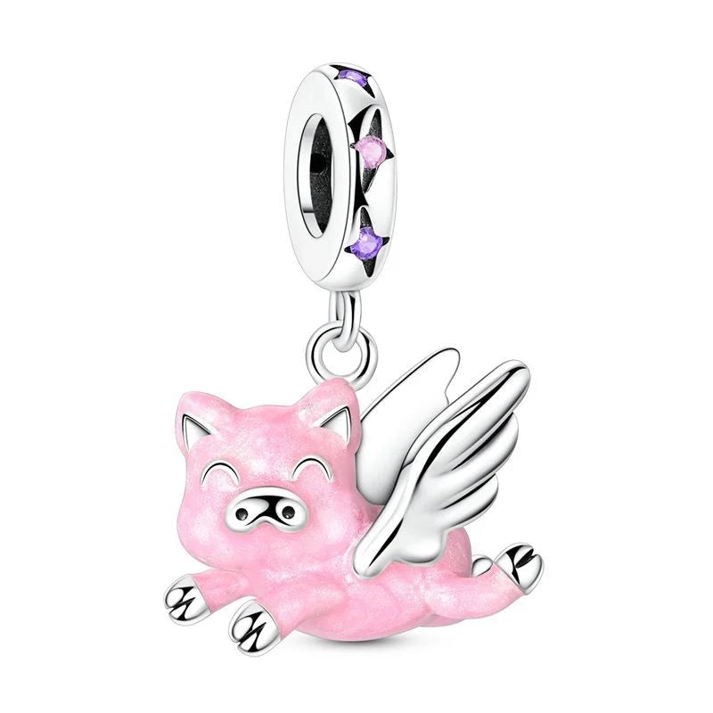 925 Sterling Silver Animal Charms | Bear, Rabbit, Dog, Panda, Elephant & Pig Beads Fit Original Bracelet DIY Jewelry Gift