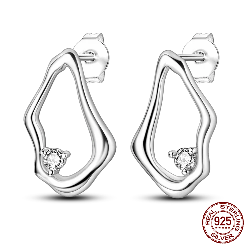 925 Sterling Silver Creative Hoop Earrings | Dangler Charms with Pave CZ for Women