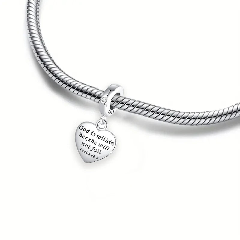 2025 Hot Sale 925 Sterling Silver Religious Bible Heart Charm | Fit Pandora Bracelet & Necklace DIY Jewelry