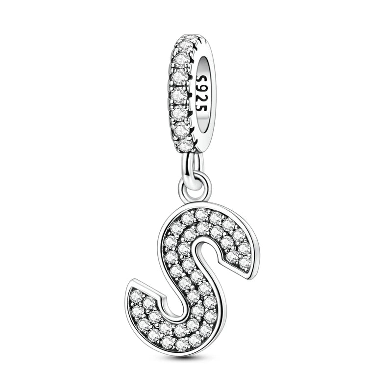 New 26 A–Z Letter Charms Beads 925 Sterling Silver | Alphabet Pendant Fit Original Bracelet Women Jewelry Gift