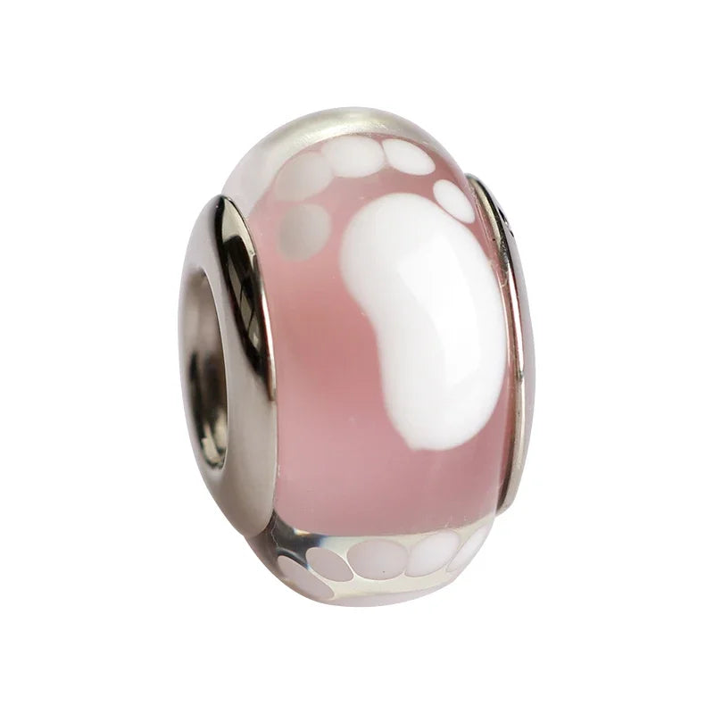2025 Classic 925 Sterling Silver Colored Flower & Leaf Murano Glass Charm Beads | DIY Bracelet