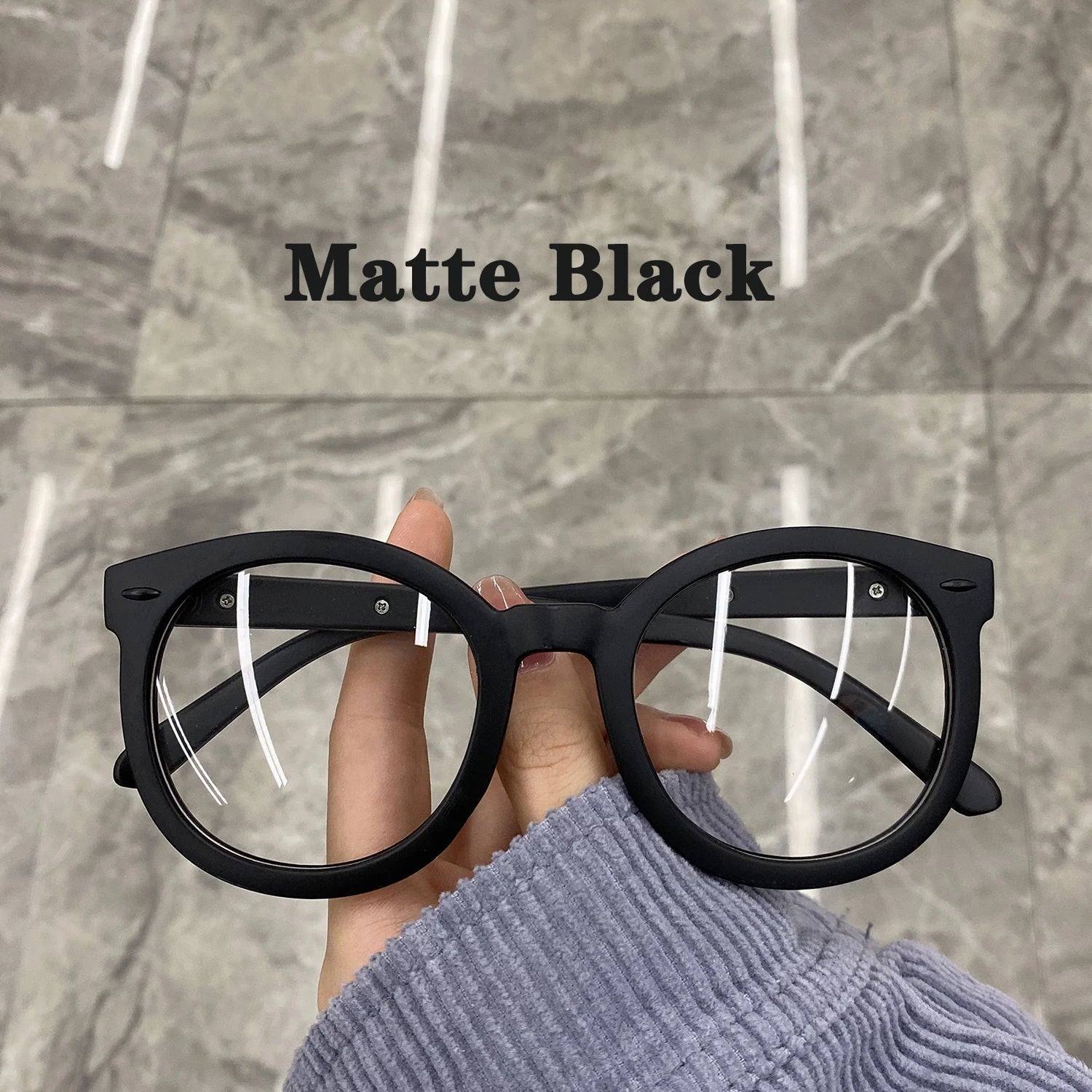 New Unisex Big Round Polygon Glasses – Men & Women PC Frame Plain Myopia Eyewear | Nearsighted Glasses -1.0