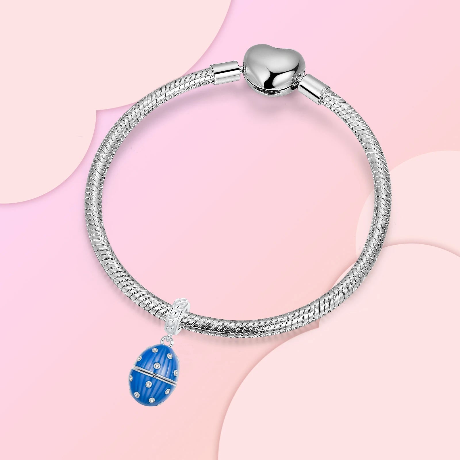 925 Sterling Silver Easter Egg Pendant Charm – DIY Bracelet Jewelry for Women