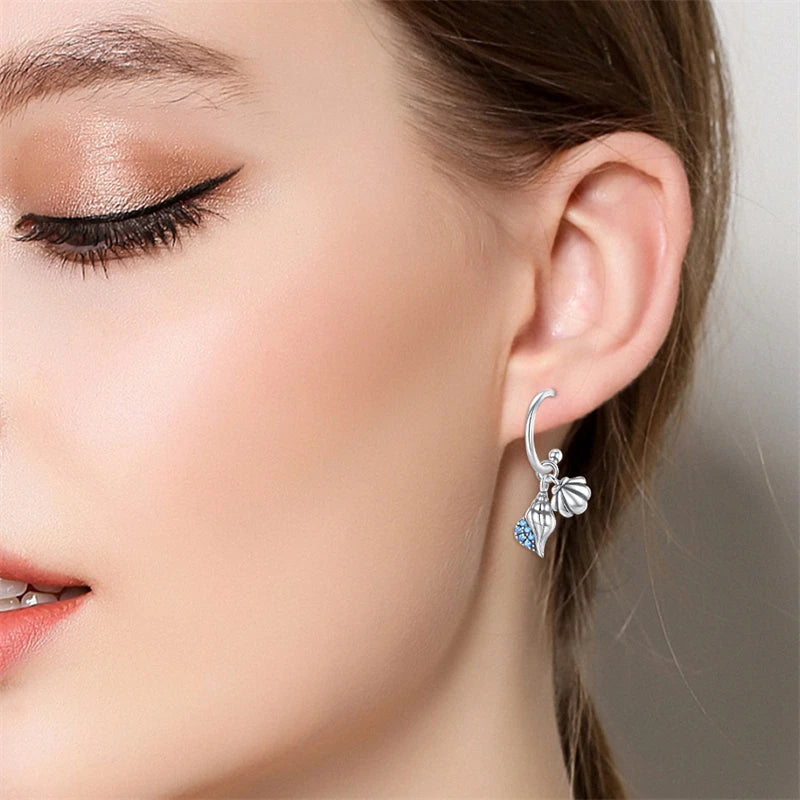925 Sterling Silver Glowing Starfish & Shell Earrings | Fashion Jewelry for Women