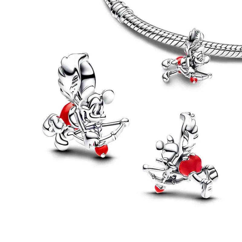 Hot Sale New Disney Cartoon Animal 925 Sterling Silver Lilo & Stitch Charm Bead Bracelet