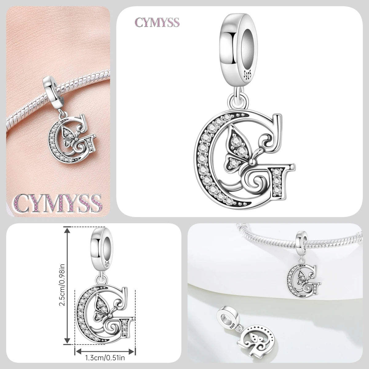 Original S925 Sterling Silver Butterfly & A-Z Letter Beads – DIY Bracelet & Necklace Jewelry