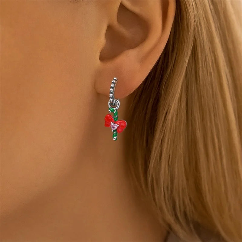 S925 Silver 🎄 Christmas Bell & Flower Earrings 💎 Holiday Gift for Women