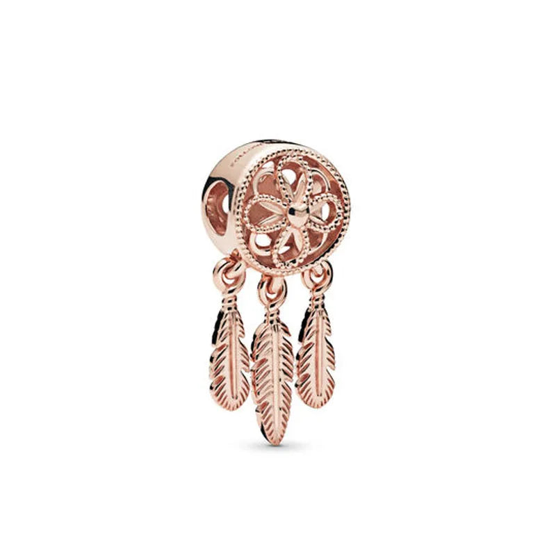 Hot Selling Rose Gold Firefly & Key Pendant Bead | 925 Sterling Silver Charm for Original European Bracelet