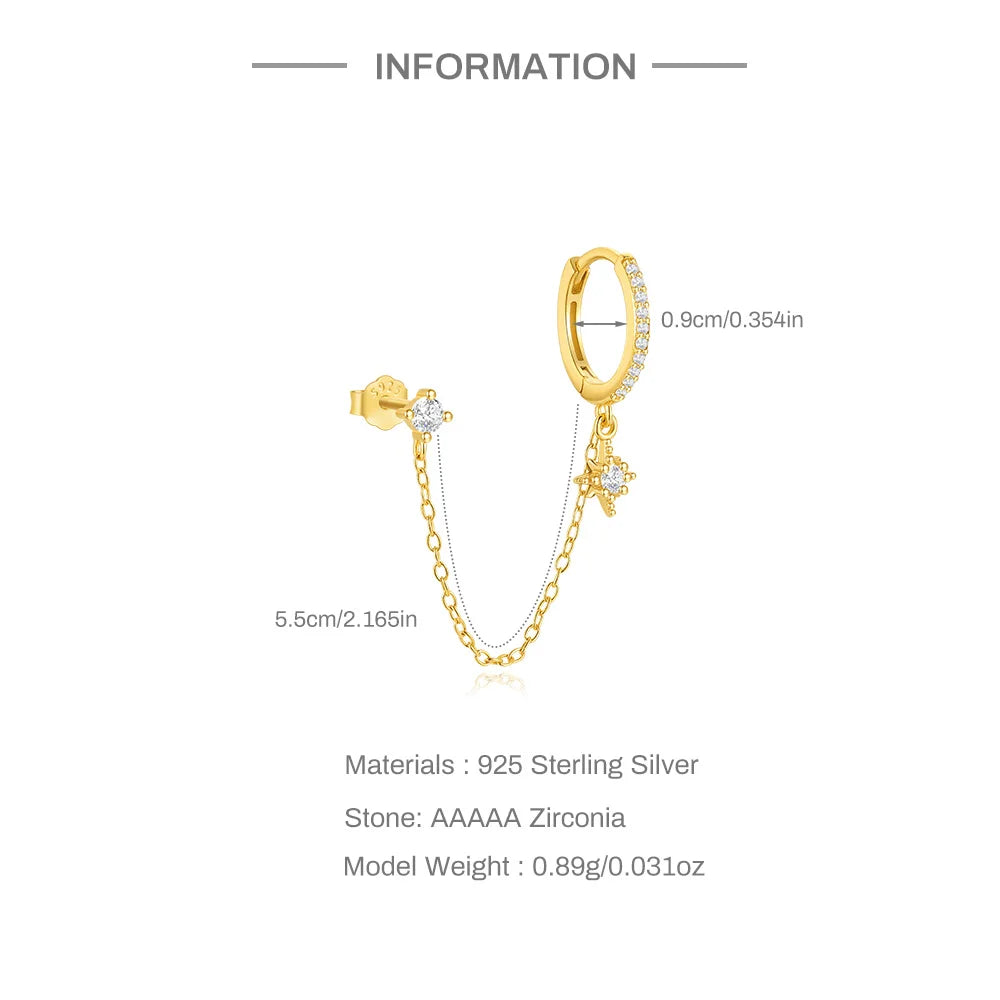 CANNER 925 Sterling Silver Horse Eye Tassel Zircon Drop Earrings – Minimalist Geometric Jewelry for Women