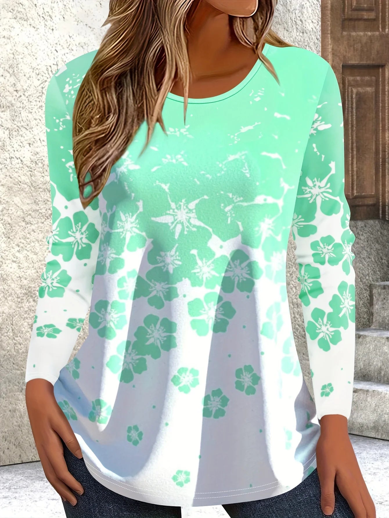 Vintage Leaves Floral 3D Print Women’s T-Shirt | Long Sleeve Casual Y2K Harajuku Top