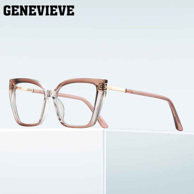 GENEVIEVE Personalized Large Frame Square Anti-Blue Light Reading Glasses – Women’s Photochromic Custom Prescription Eyewear