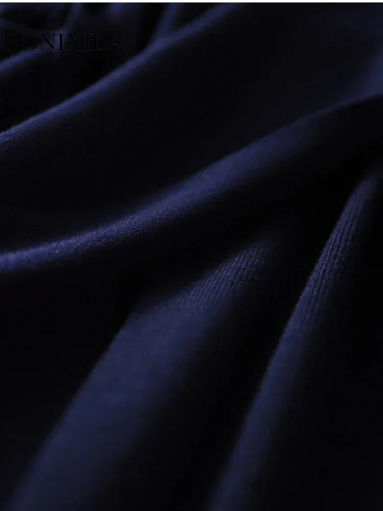 Autumn Winter Women’s Sweater Dress – V-Neck Wrap Knitted Skirt Korean Version Loose Elegant Dress