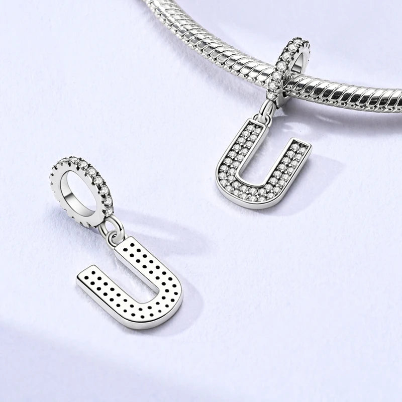 New 26 A–Z Letter Charms Beads 925 Sterling Silver | Alphabet Pendant Fit Original Bracelet Women Jewelry Gift
