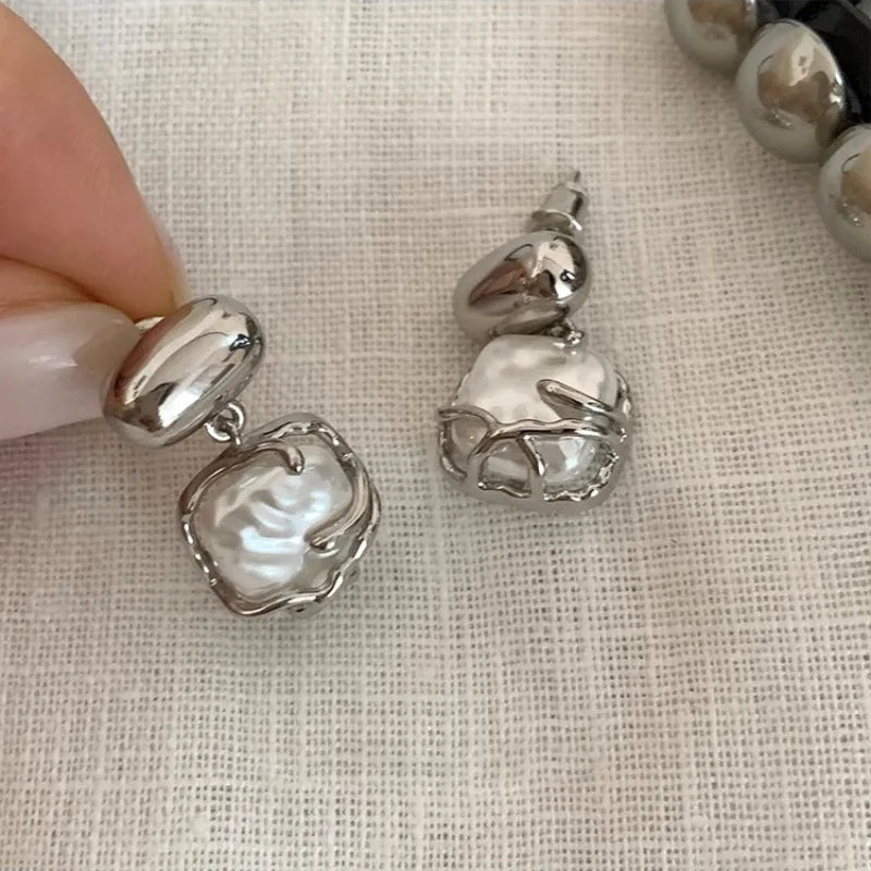 VENTFILLE 925 Sterling Silver Asymmetric Lava Earrings – Women’s Hip Hop Luxury Jewelry