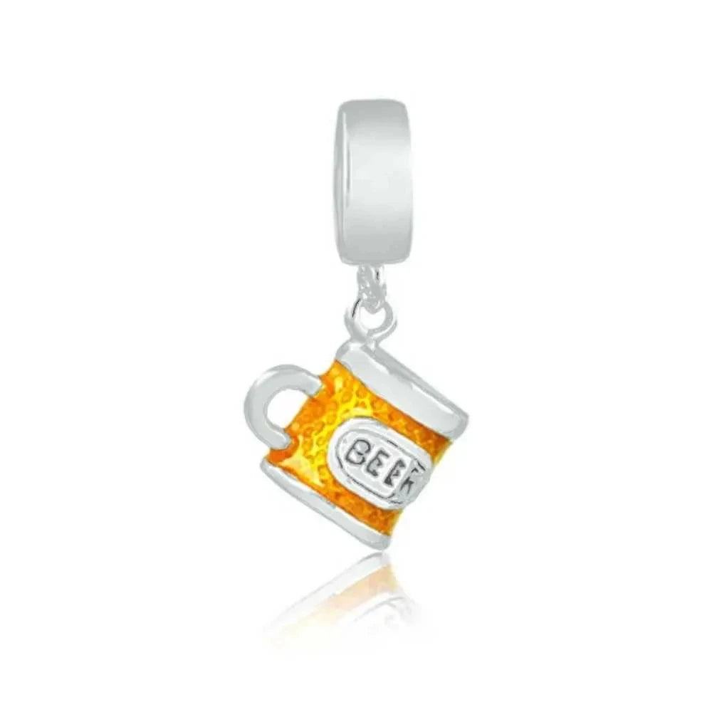 New 925 Sterling Silver Travel & Food Charm Beads – Wine, Lobster, Chili, Passport, Eiffel Tower, Plane & Beer for Pandora Bracelet