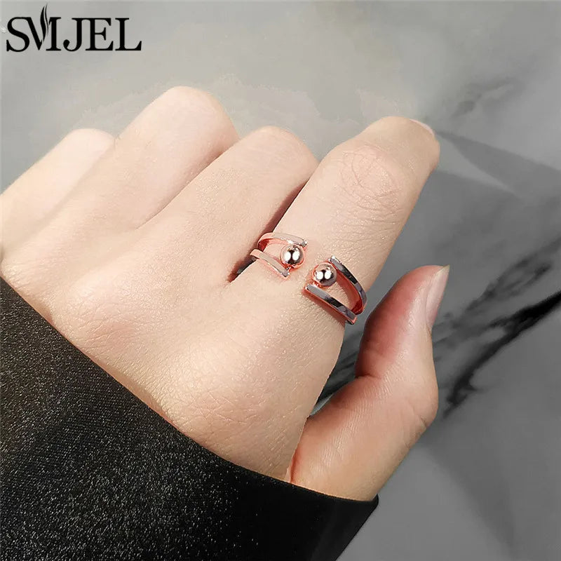 Adjustable Fashion Fidget Anxiety Ring for Women Gold Color Beaded Spinner Ring