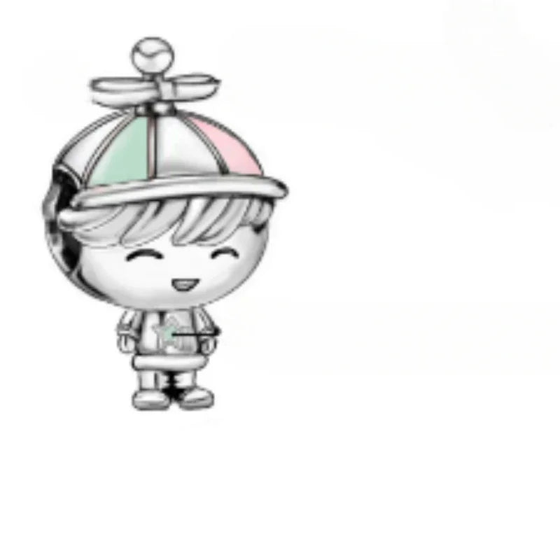 925 Sterling Silver Golden Heart Lock & Birthday Candle Charm | Fit Original Pandora Bracelet DIY Jewelry