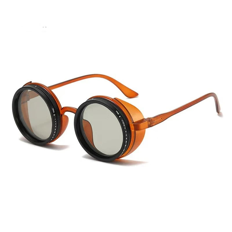 Polarized Adjustable Dimming Round Punk Sunglasses for Men – 2025 Luxury Brand Vintage Steampunk Sun Glasses | UV400 Shades