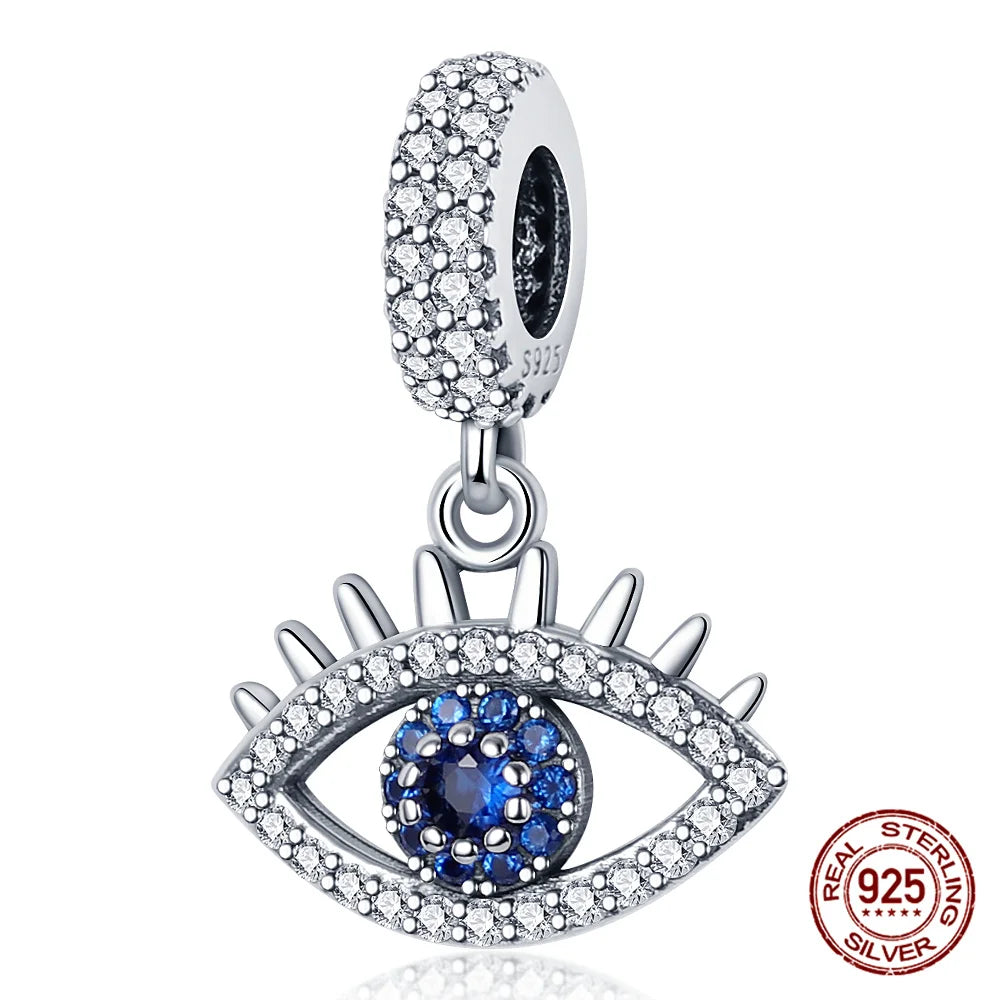 925 Sterling Silver Blue Zircon Evil Eye Charm | Original Devil Eye Series Bead Fits Pandora Bracelet – Women’s DIY Jewelry Gift