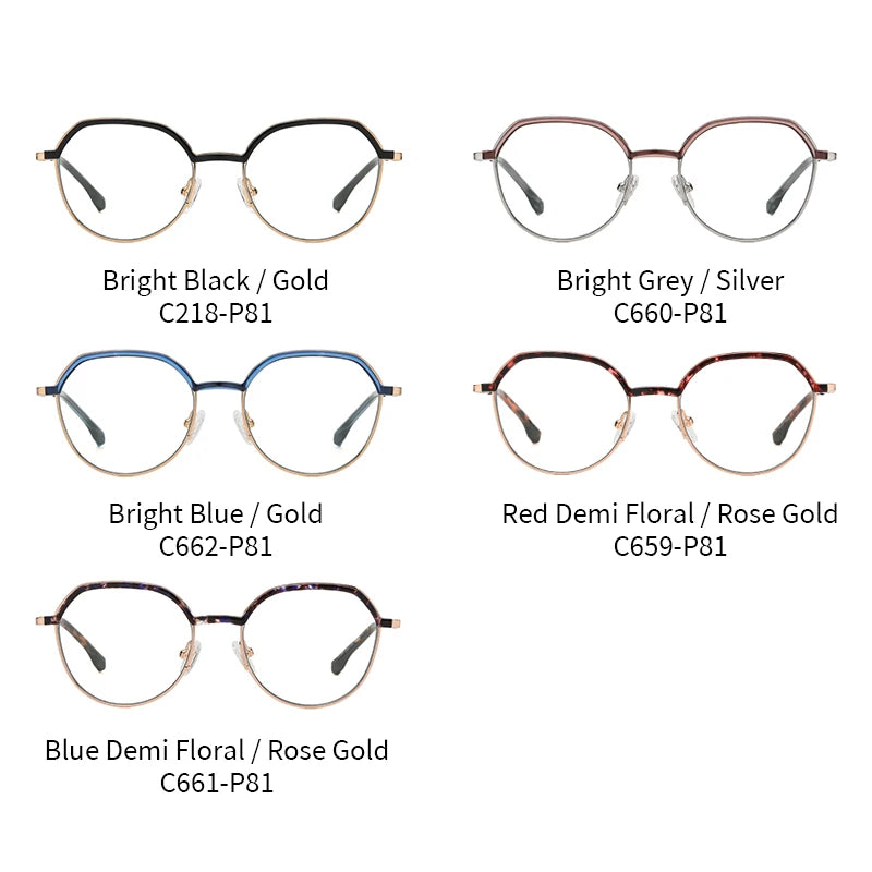 Women Round Blue Light Blocking Glasses 👓 Stylish Alloy Frame TB3201