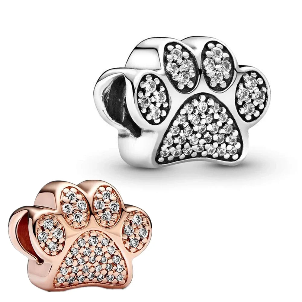 S925 Silver Heart-Shaped Cat Paw Charm | Fits Original 925 Bracelet | DIY Women’s Birthday Fine Jewelry Gift