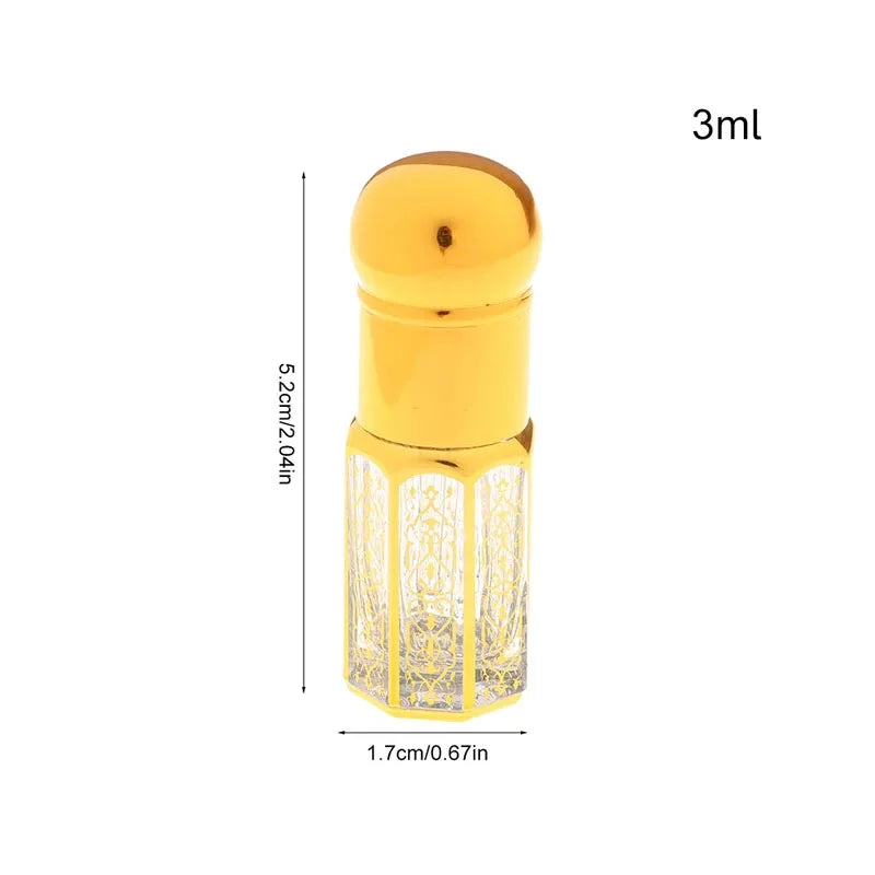 1PC 3/6/12ML Laser Coated Essential Oil Roller Bottle – Empty Glass Roll-On Perfume Bottle with Steel Roller Ball