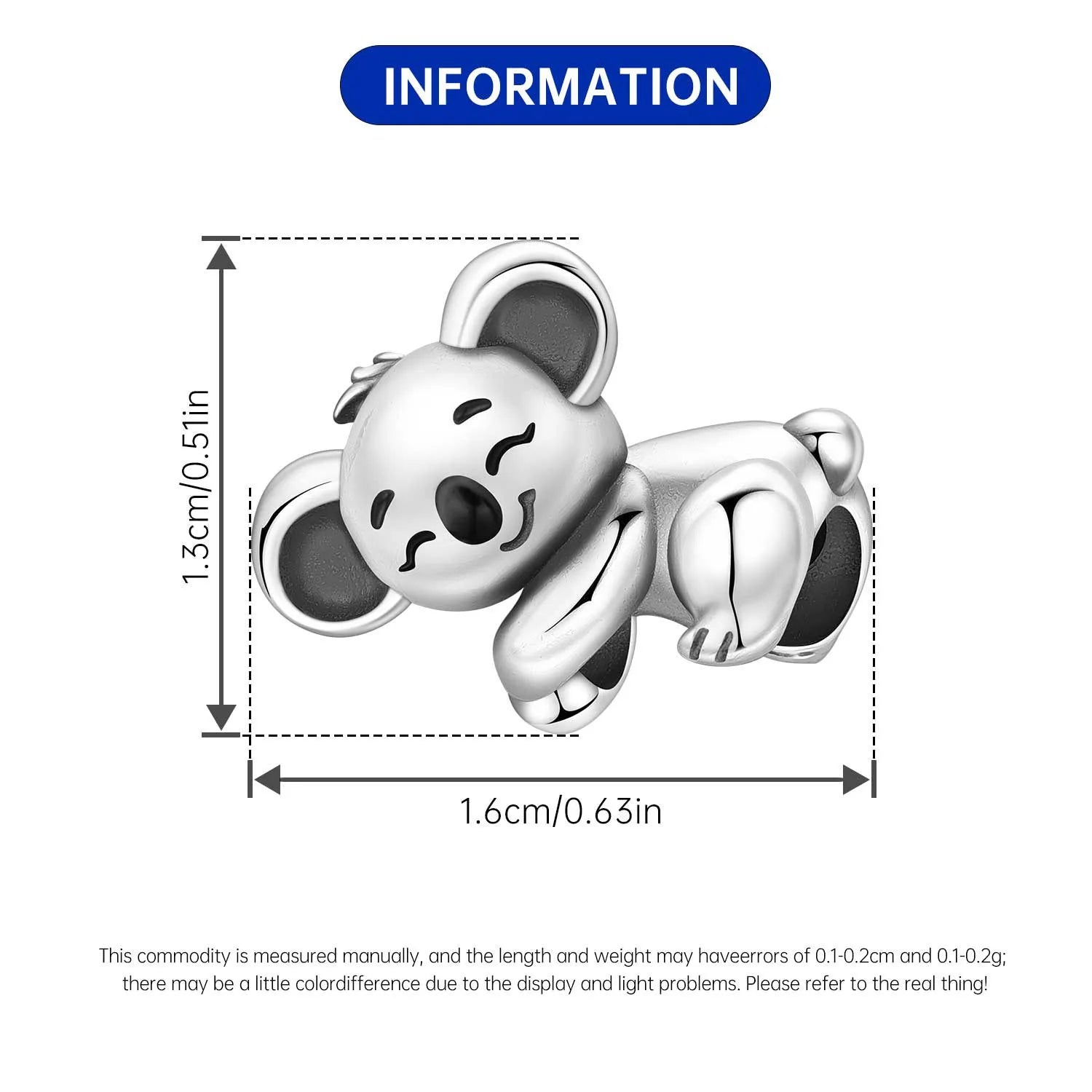 925 Sterling Silver Cute Raccoon Charm Bead | Animal Bracelet Decoration DIY Jewelry Birthday Gift