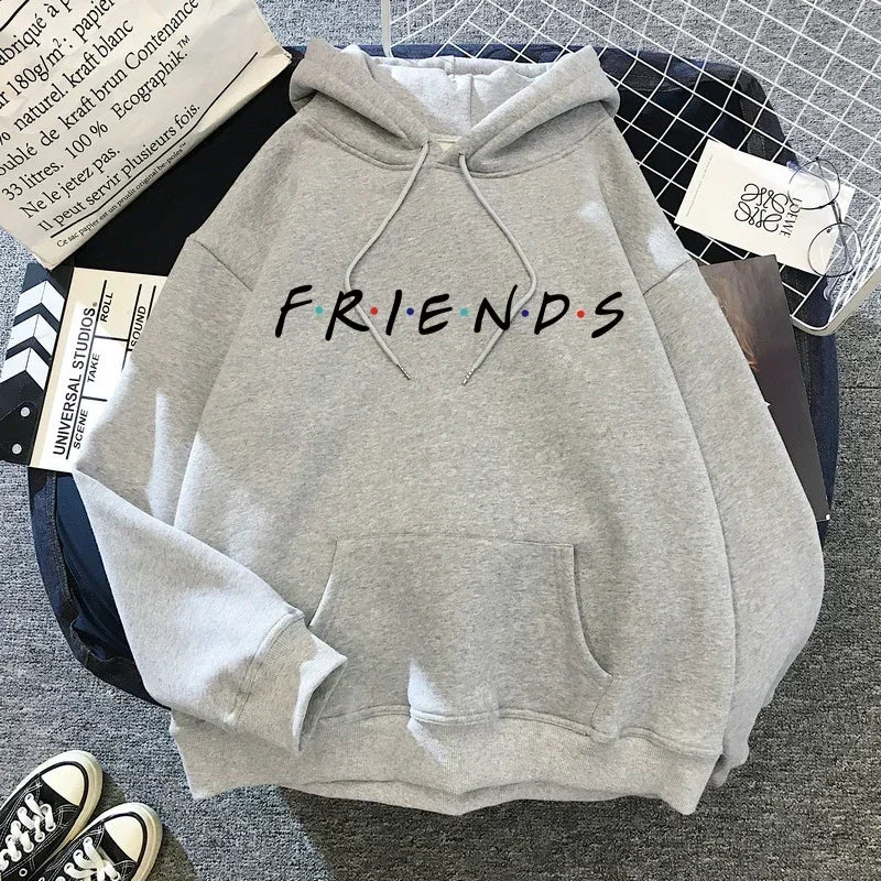 Friends TV Show Hoodie for Women – Funny Cartoon Graphic Ullzang Vintage Anime Sweatshirt 90s