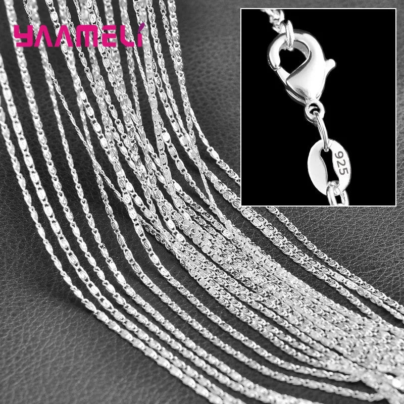 5PCS Authentic 925 Sterling Silver Chain Necklaces | Solid Silver Chains with Lobster Clasps for Men & Women 16–30 Inch