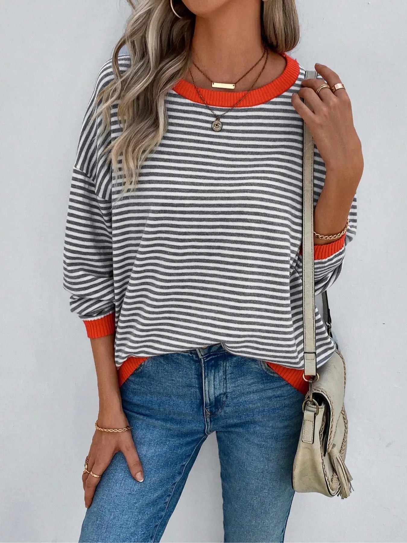🍂 Women's Long Sleeve Sweater 👚 Casual Loose-Fitting Knitwear ✨ Fall & Winter Fashion Comfortable Pullover