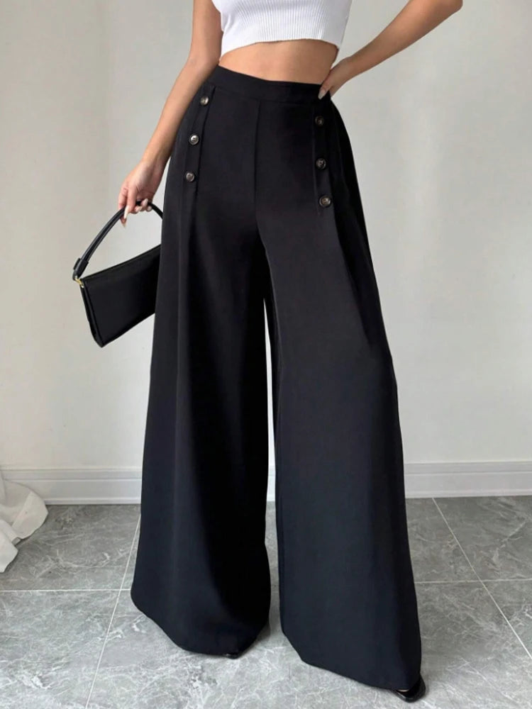 Elegant High Waist Wide-Leg Pants for Women | Fashionable Long Trousers | Spring Summer Chic Style