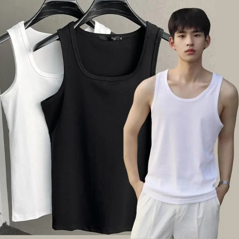 Solid Square Neck Tank Tops | Men & Women Black, White & Gray Fitness Singlets
