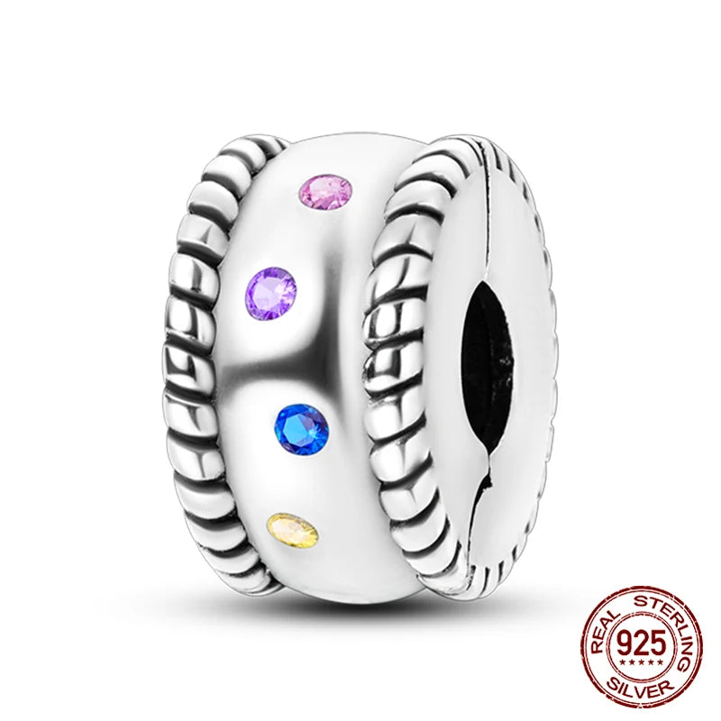 925 Sterling Silver Luminous Butterfly Star Moon Charm Bead | Round Clasp Bead for 3mm DIY Bracelet Jewelry Gift