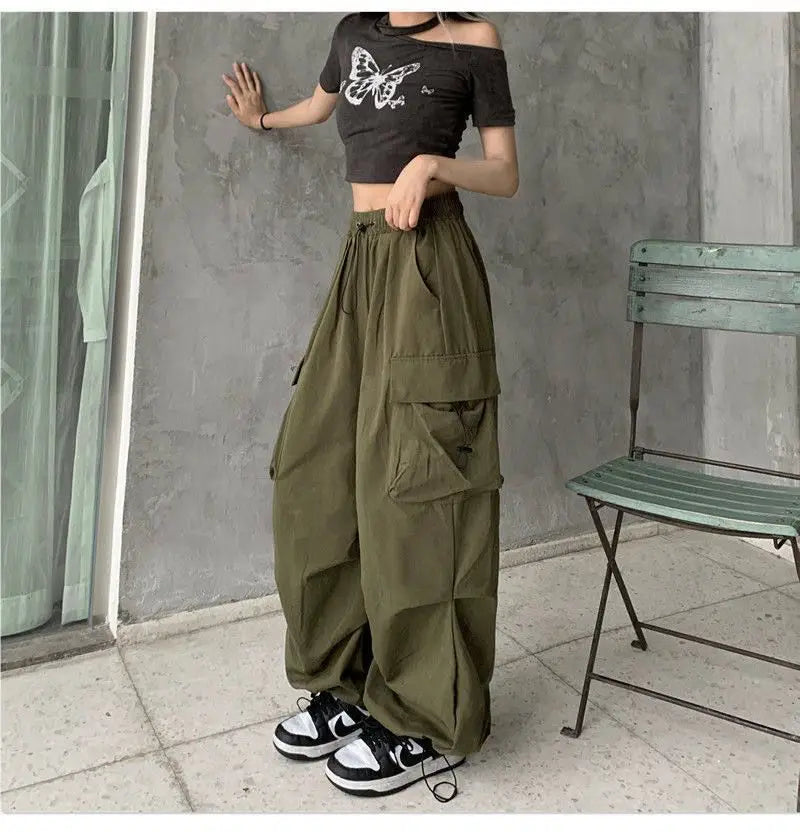 American Retro Workwear Casual Pants – Women’s Summer Straight Loose Wide Leg Trousers