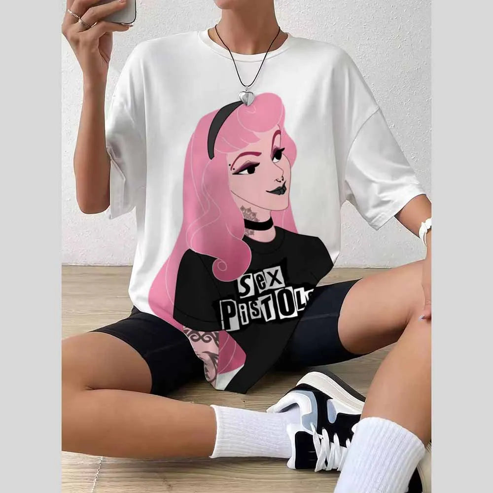 Y2K Disney Princess Graphic T-Shirt | Cute Harajuku Hip Hop 90s Style Women’s Streetwear Tee