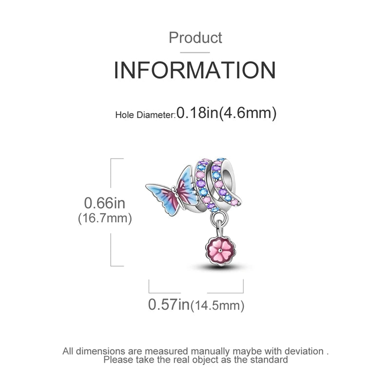 925 Sterling Silver Flying Bird & Butterfly Safety Chain Charm Beads for Original 3mm Bracelet – DIY Jewelry Gift