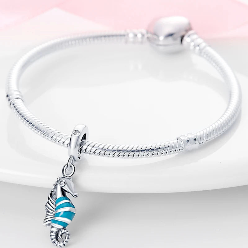 Blue Ocean Series 925 Sterling Silver Turtle Crab Mermaid Charms for 3mm Bracelet