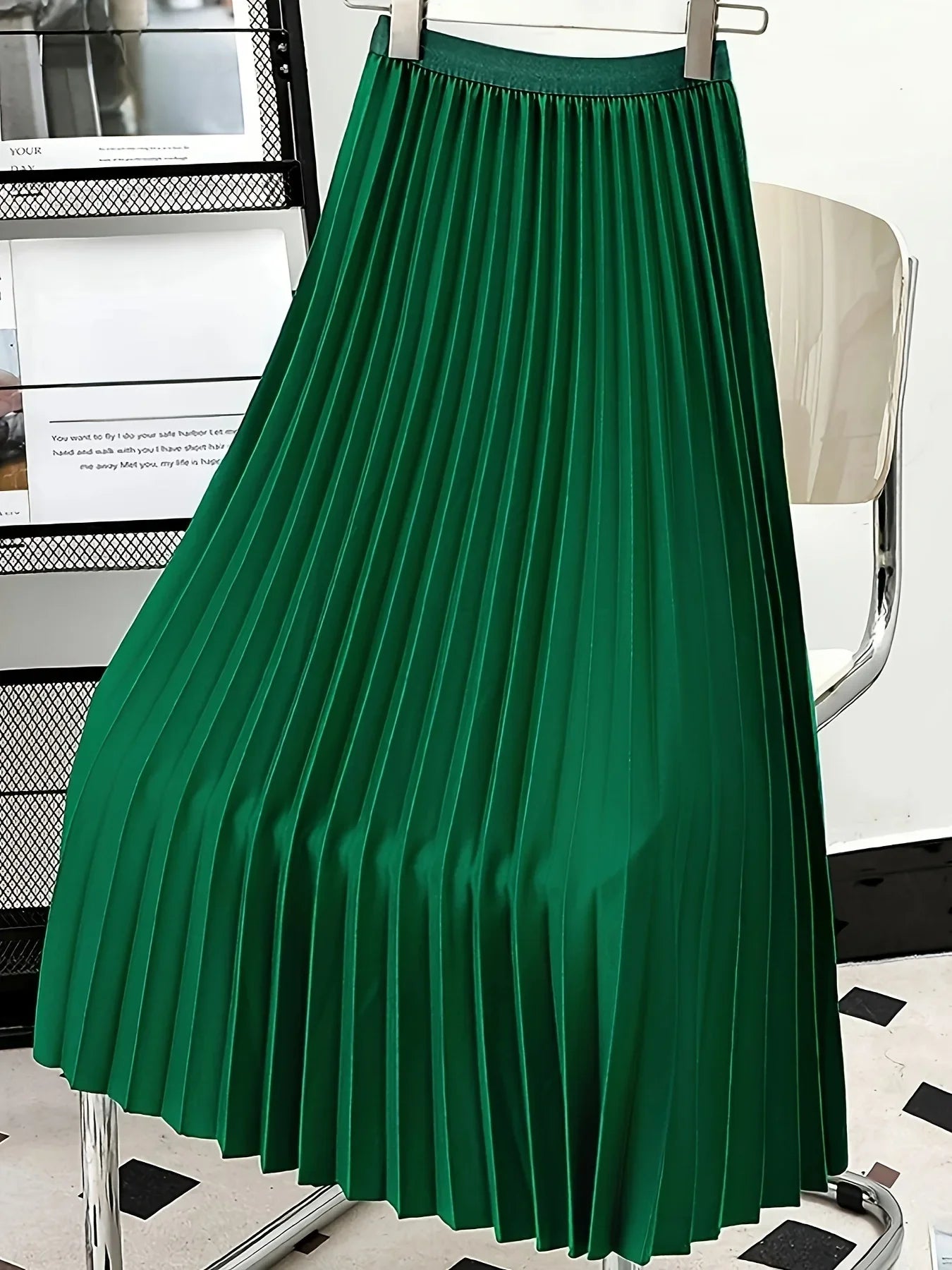 Ladies Fashion Casual Long Pleated Skirt – Elegant Vintage Temperament Party Faldas