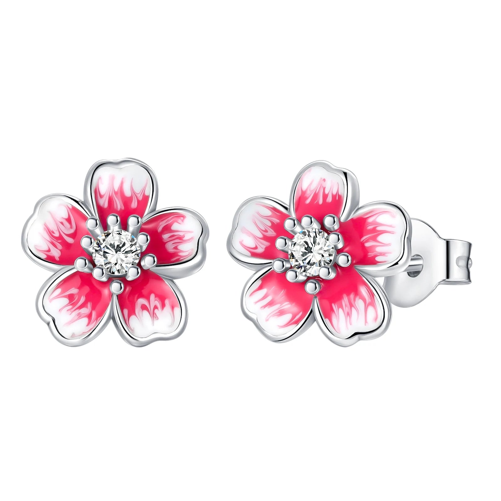 Original 925 Sterling Silver Fruit Series Earrings | Cherry & Strawberry Zircon Hoop Studs for Women Girls Party Jewelry