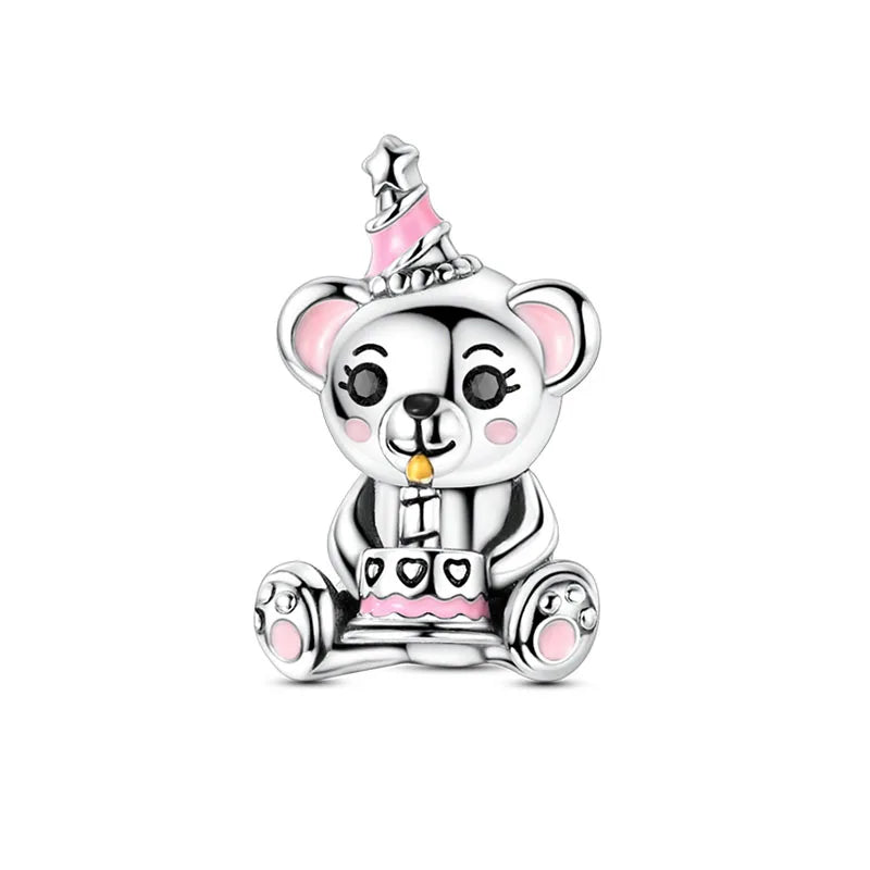 100% 925 Sterling Silver Teddy Bear, Kitten, Puppy & Elephant Luminous Firefly Charms | Sweet Beads Fit Pandora Bracelet Fine Jewelry