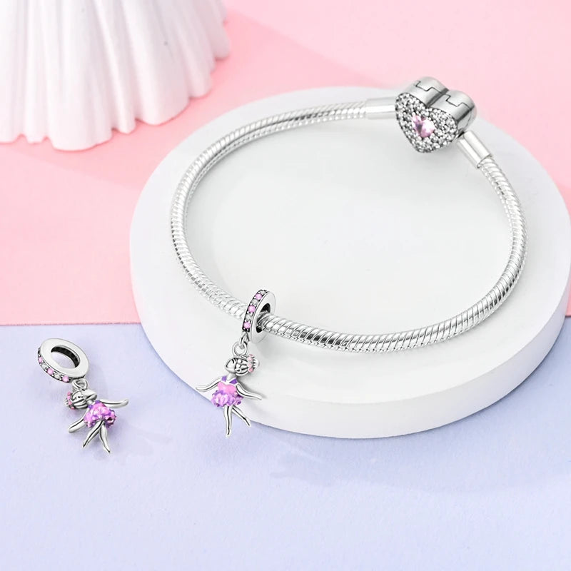 Fit Original Bangle 925 Silver Ballet Dancer Charm | Dancing Shoes Beads Pendant for Bracelet & Necklace DIY Jewelry Gift
