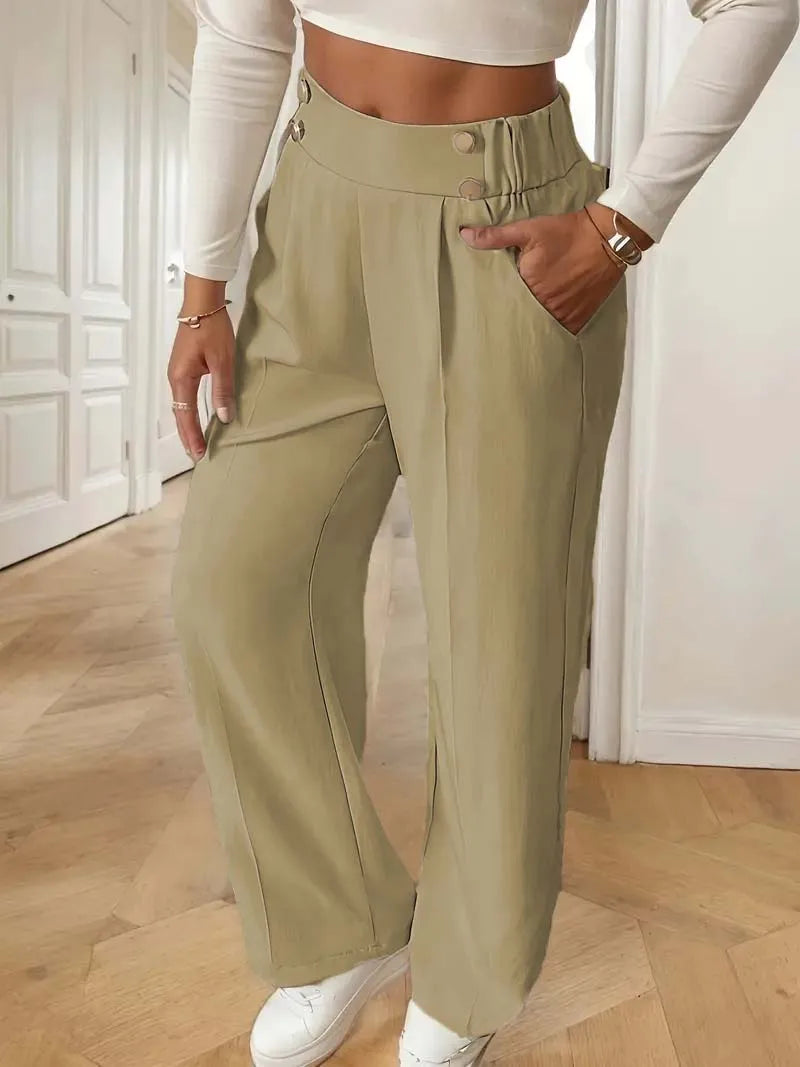 2025 Women’s High Waist Wide Leg Pants | Flowy Floor-Length Minimalist Straight Fit Trousers