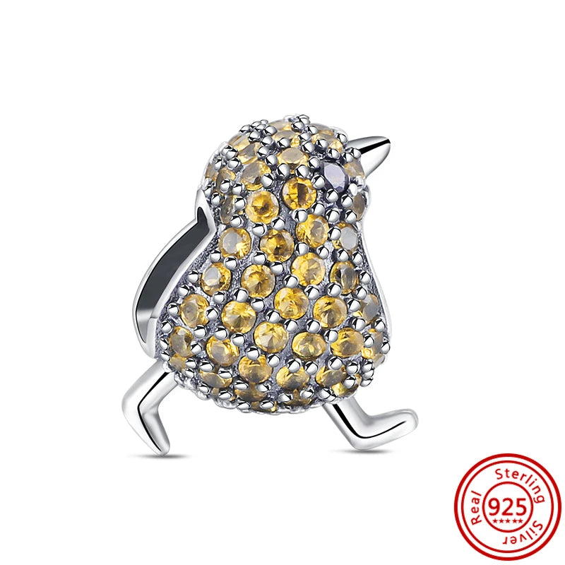 New Plated Gold Sparkling Charm Palace Museum Chicken Cactus Bee Bead | Fit Original 925 Silver Bracelet DIY Jewelry Gift